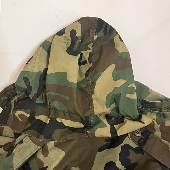 US Army Cold Weather Camouflage Field Coat Size Large Long With Hood - Picture 7 of 8